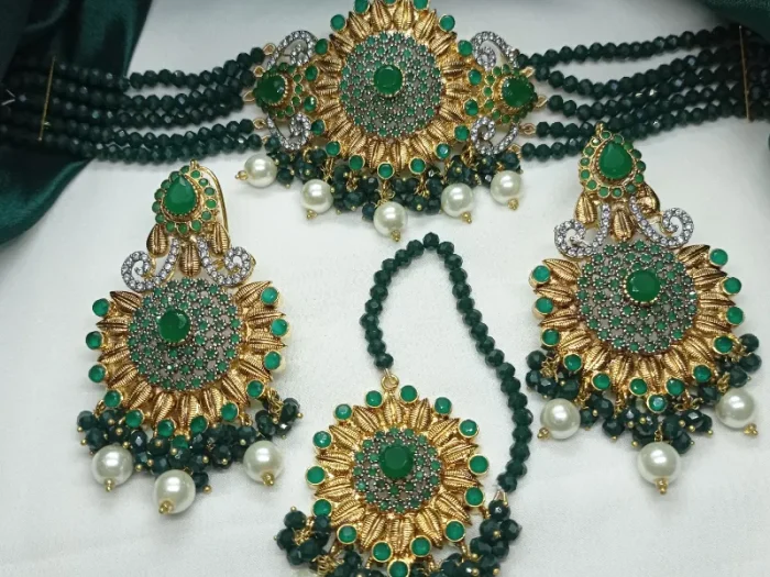 24K gold plated chokar set with bindia