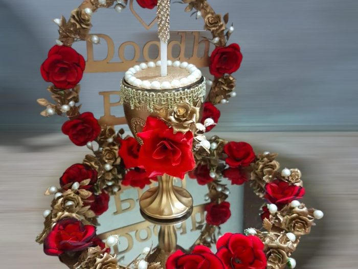Doodh Pilai Rasam glass Platter decoration