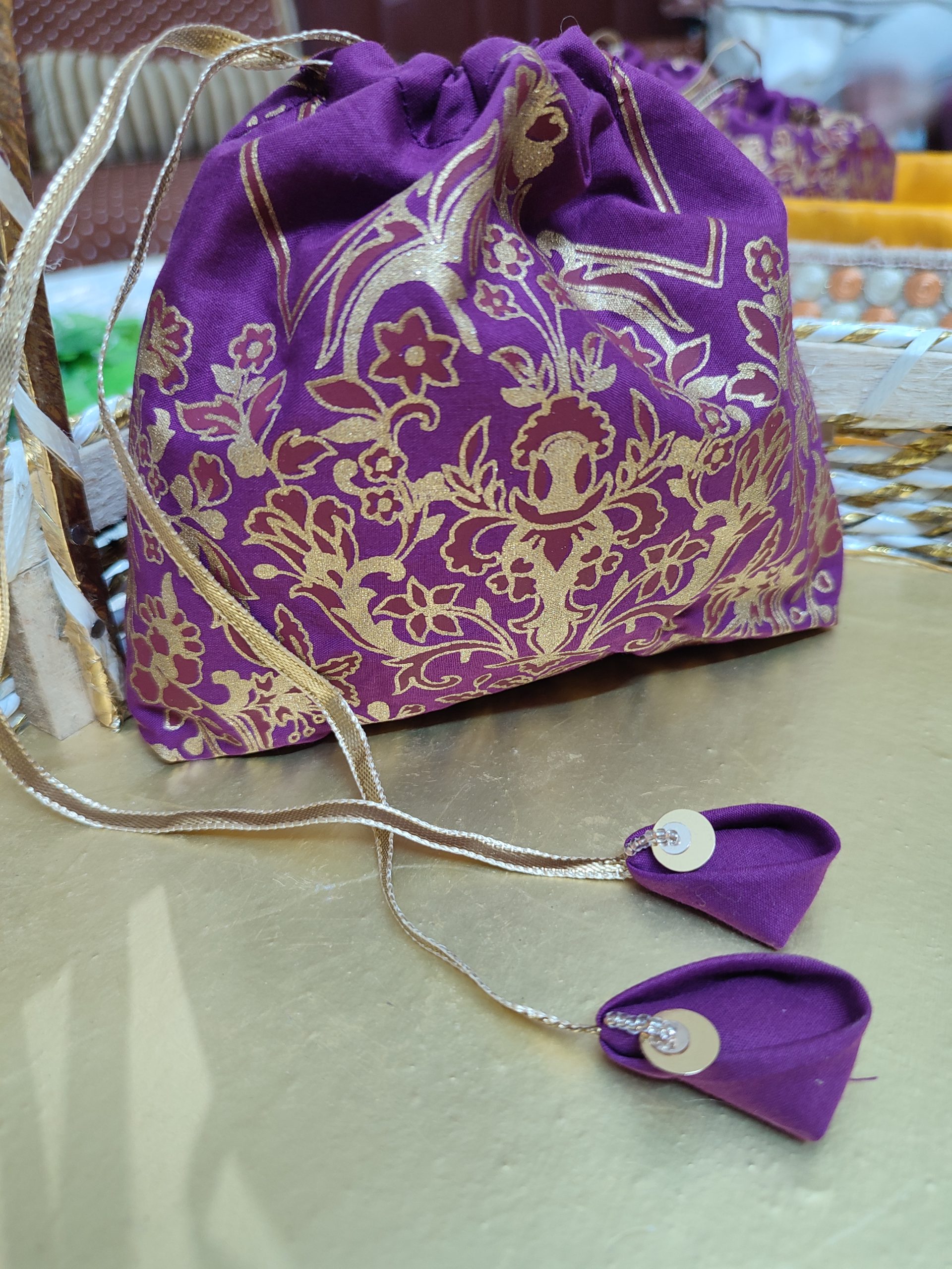 1762947566572 Luxury hand block printed cotton wedding goodie bags for bridesmaids & guests