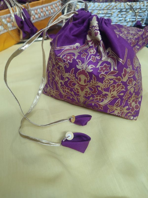 Hand block printed cotton wedding goodie bag for bridesmaids gifting